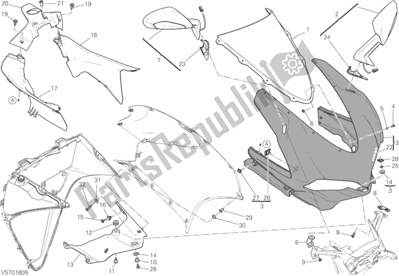 All parts for the Cowling of the Ducati Superbike 1299 ABS USA 2017
